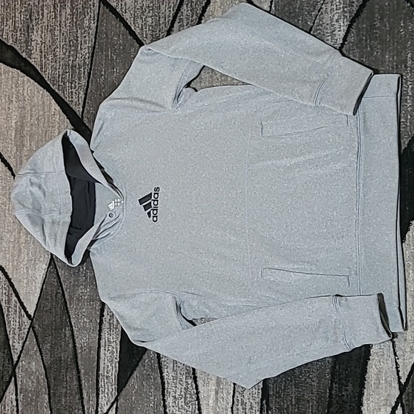 ADIDAS CLIMAWARM EMBROIDERED LOGO FLEECE THUMB-HOLE SLEEVE SWEATSHIRT HOODIE - Picture 1 of 12